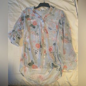 Express- button down floral blouse